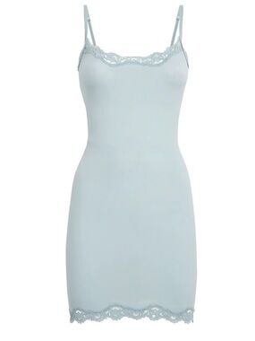Skims Fits Everybody Lace Light Blue Slip Dress